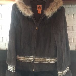 Gorgeous hooded Tory Burch fur coat